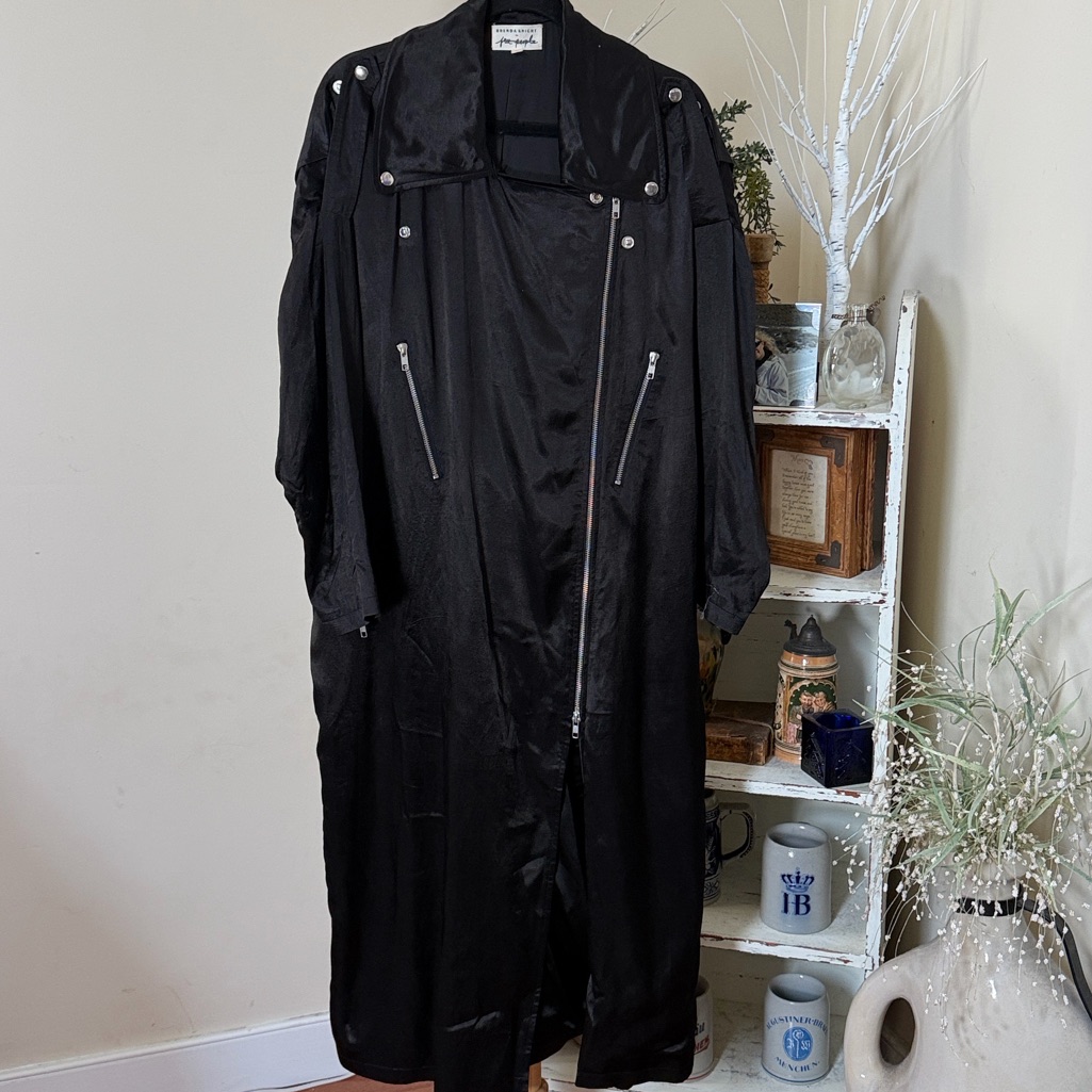 Free People X Brenda Knight S-Xlblack Long Trench,Snaps/Zippers.Beautiful! Nwot